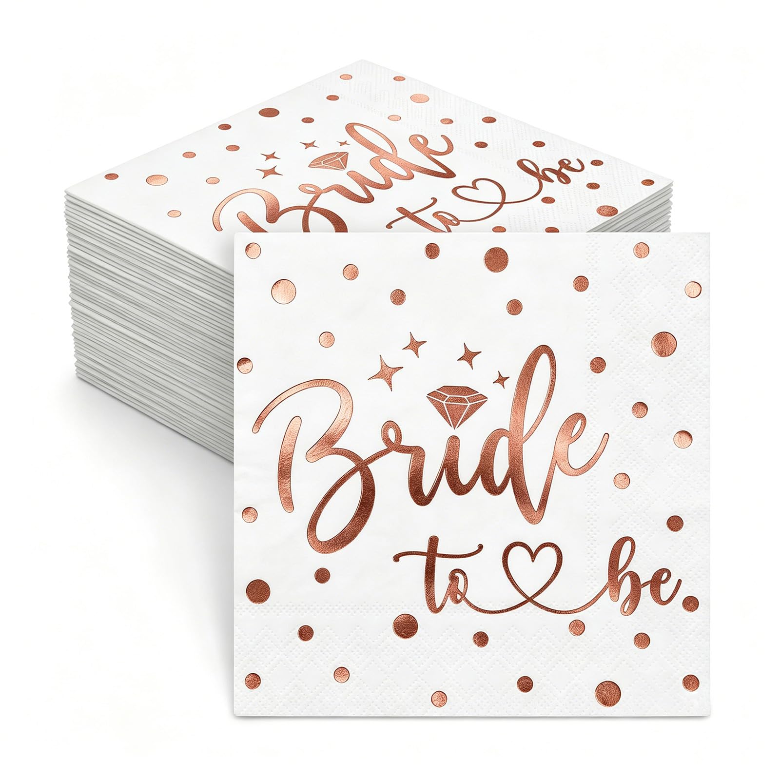 Pack of 80 JGA Napkins Team Bride, Bride to Be Napkins with Rose Gold Diamond Motif, Table Decoration for Hen Party, Bride to Be Decoration & JGA Accessories