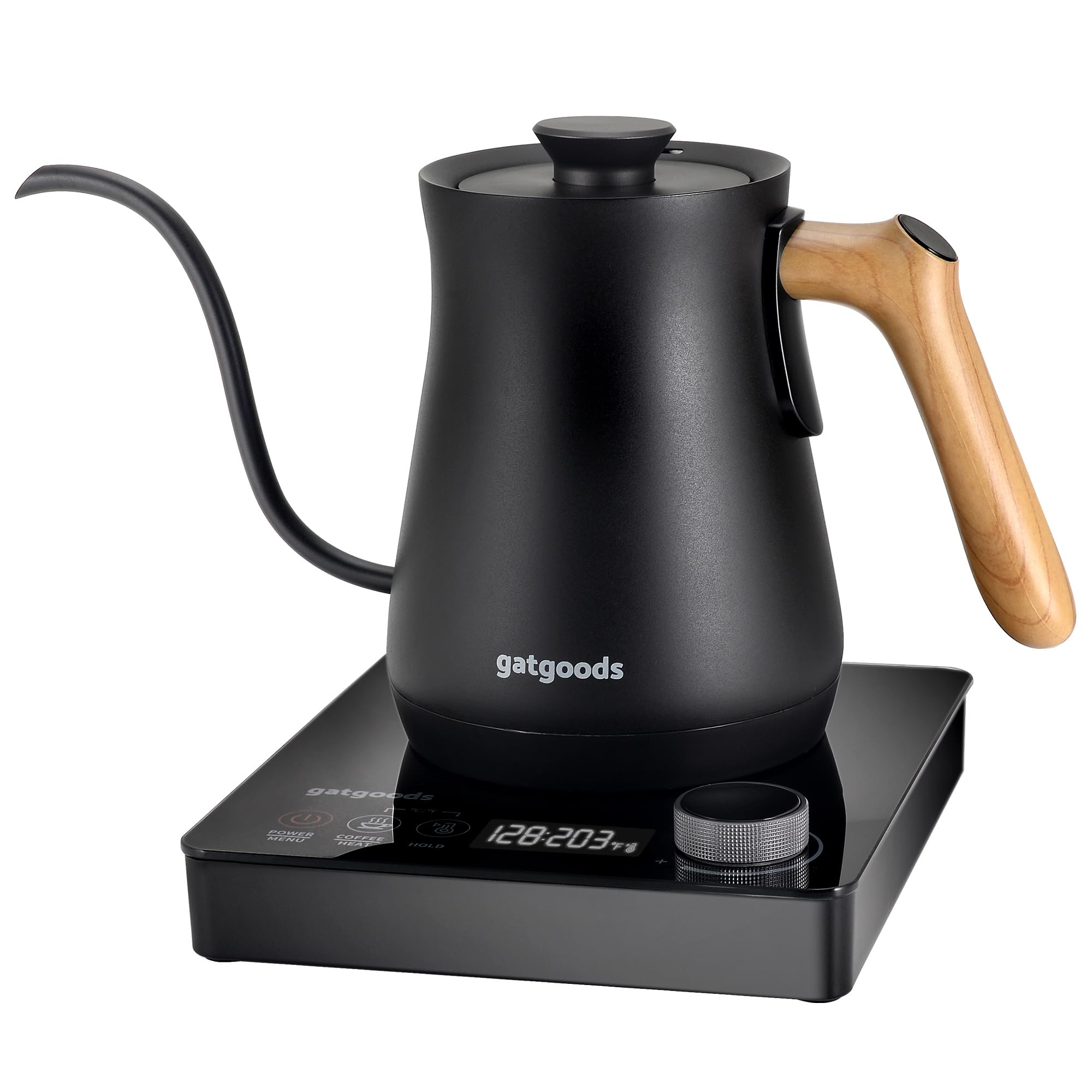 Photo 1 of GATGOODS Electric Gooseneck Kettle – Precise Temperature Control, 1200W Fast Boil, Keep Warm Feature, Ideal for Pour-Over Coffee and Tea, 27oz Stainless Steel Interior