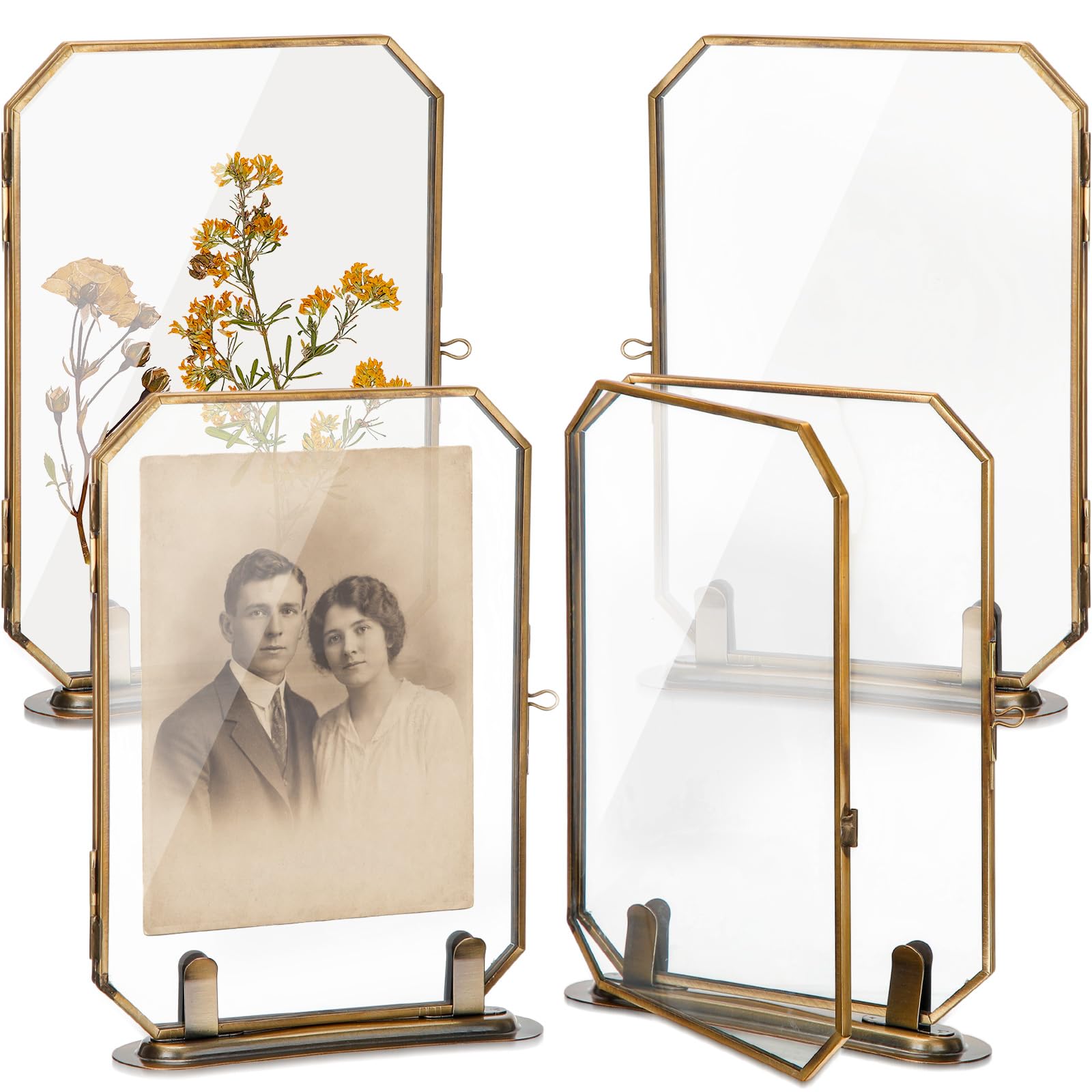 Photo 1 of Fiwochic 4 Pack Brass Floating Photo Frames 5x7