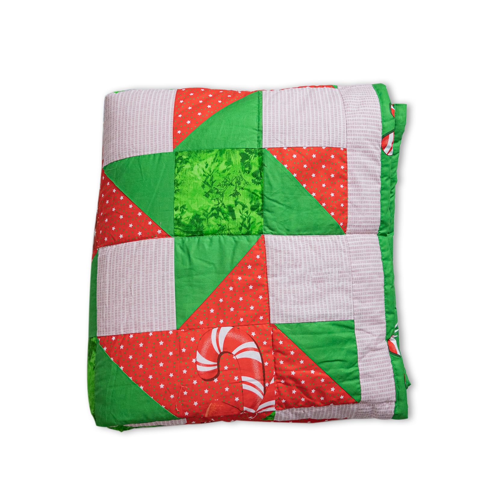 BMI Creations Handcrafted Patchwork Quilt and Pillow Covers Set 3-Piece King-Size (Christmas)