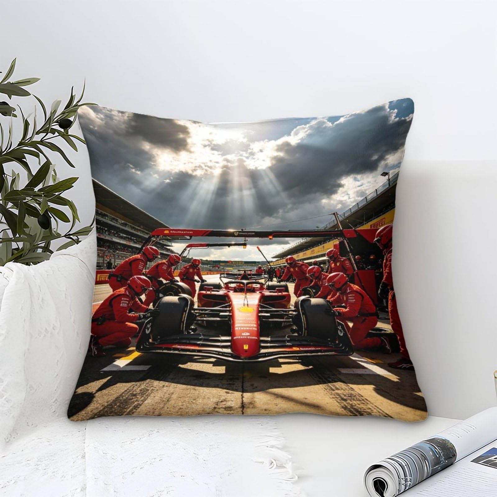 3U6C4M9K 50x50cm Formulaa Racing Cushion Covers, Microfiber Decorative Pit Stop Throw Pillow Covers for Sofa Couch Car Bedroom Home Decor
