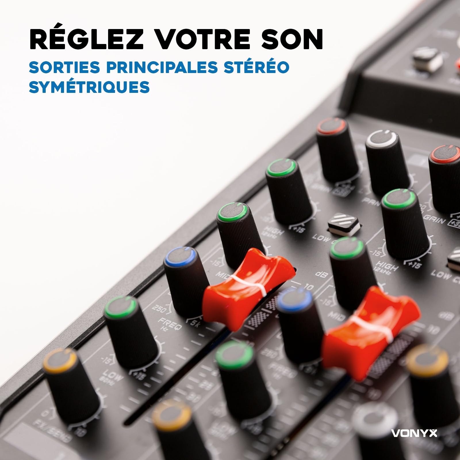 Vonyx VM-KG06 Console de Mixage 6 Canaux - Avec Bluetooth, Lecteur MP3, Interface Audio USB, Processeur de Son, Alimentation Fantôme, Écran LED, Idéal pour les Bars, Petite Salles de Concerts