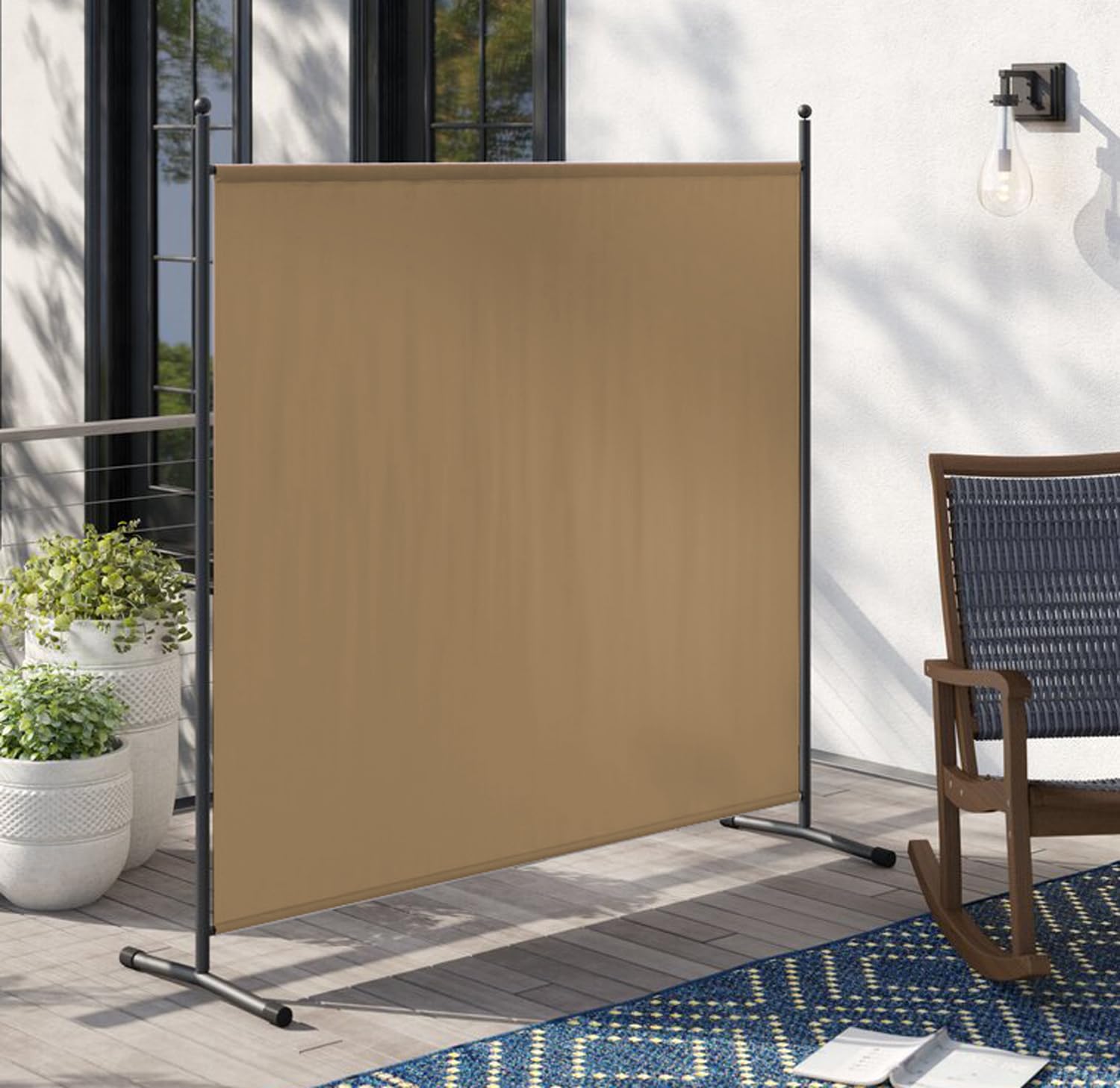 Quick Star Paravent 180 x 178 cm Séparateur de Tissu Jardin Balcon Écran de confidentialité partition Beige