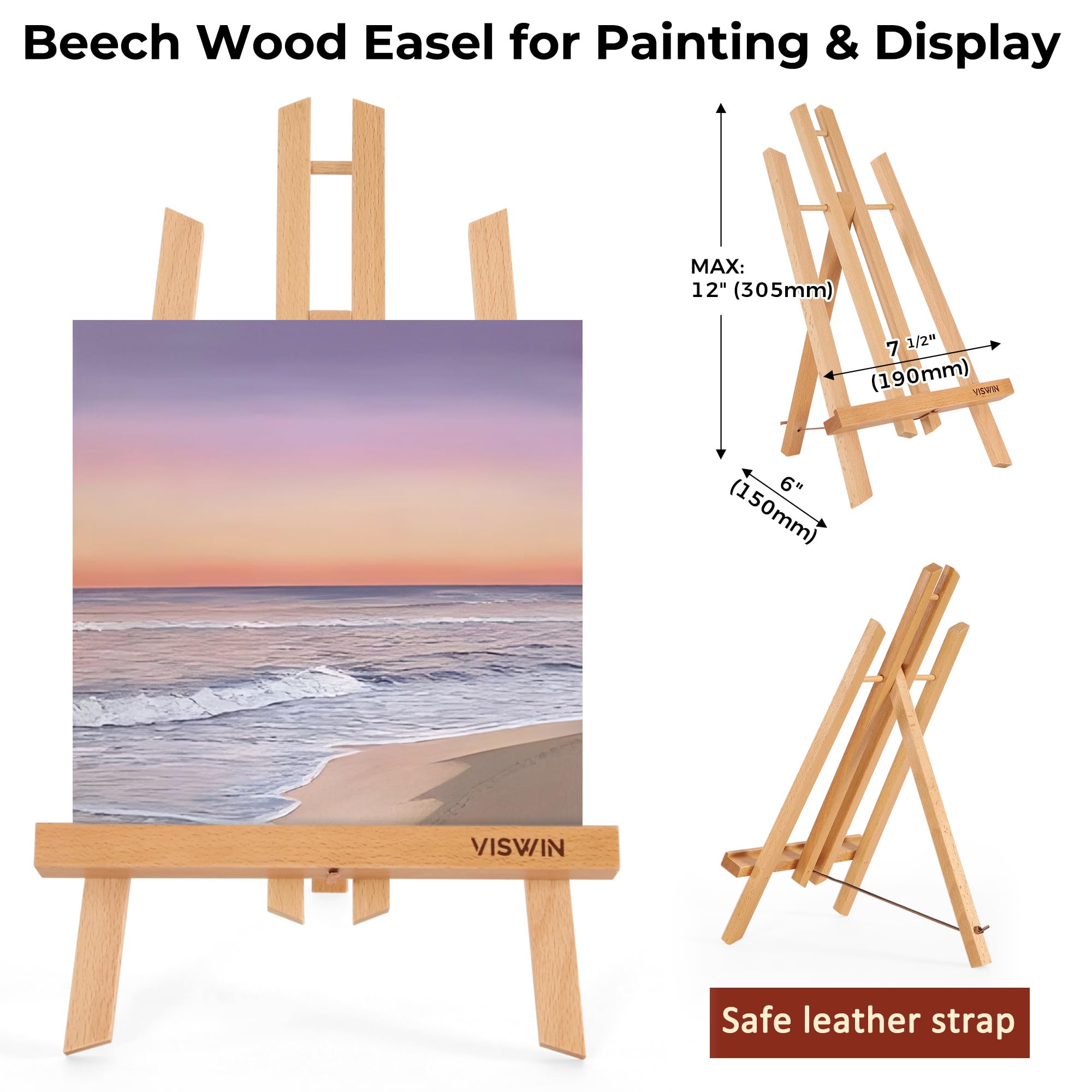 VISWIN Kit de Peinture Acrylique 51 Pièces avec Chevalet Table, Set Professionnel avec 12 Acryliques, Toiles, Pinceaux & Bloc, Matériel, Cadeau Idéal pour Adultes, Enfants, Artistes