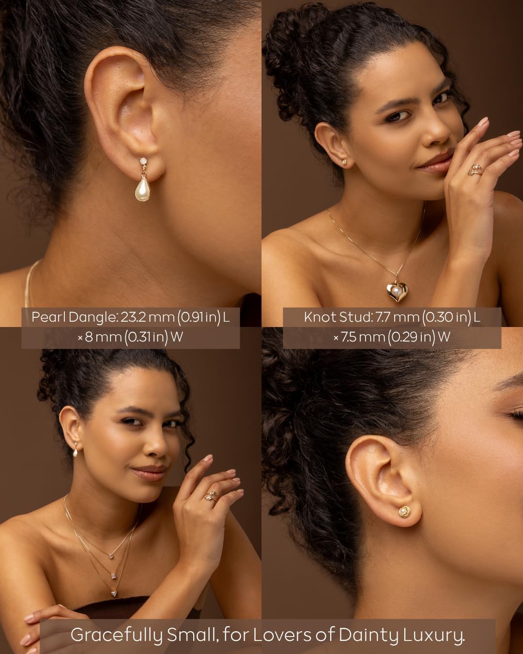 18K Gold Plated Small Pearl Earrings Set - Hypoallergenic Jewelry Gifts for Women with Teardrop Dangle & Knot Stud Earrings