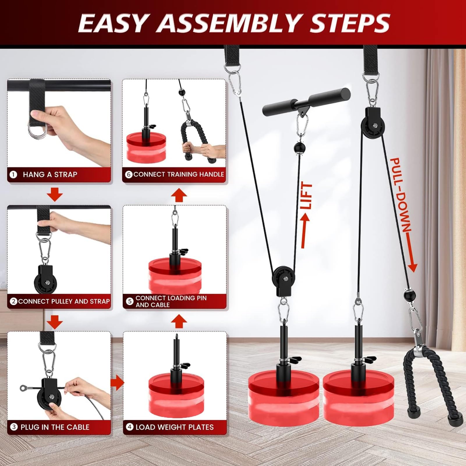 FitBeast Pulley System Gym Cable Weight For LAT Pulldown & Biceps Curl - Ideal Home Gym Equipment For Forearm, Shoulder & Strength Training | Buy Now With Express International Delivery - View #14