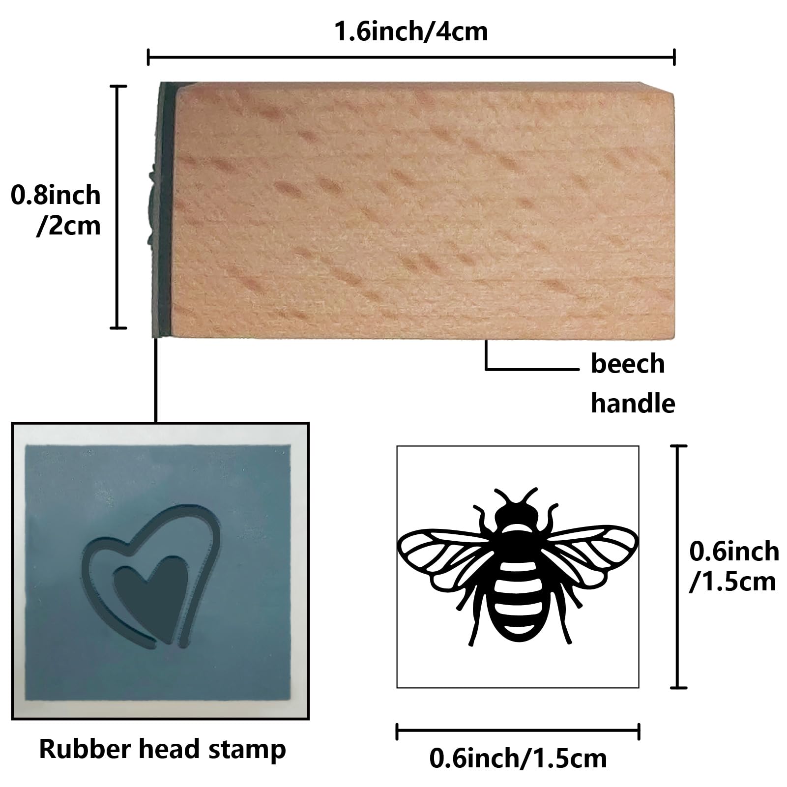 CRASPIRE Bee Wooden Rubber Stamp 3/5 Inch Bumblebee Pattern Mini Small Wood Stamps Reusable Vintage Print for DIY Craft Card Scrapbooking Journaling Albums Card Making Planner Envelope Photo - Image 2