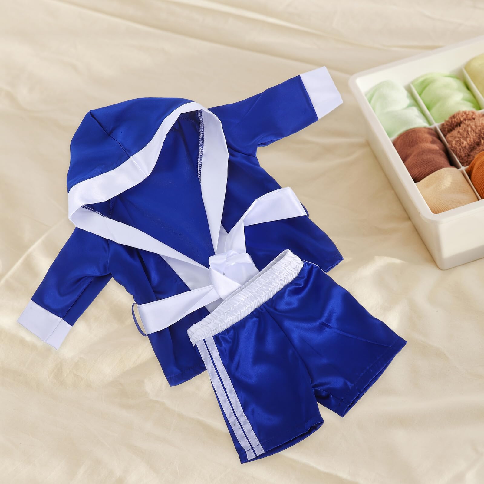 BESPORTBLE - Conjunto de boxeo para bebé o niño, 1 unidad, color azul, traje de fotos – nacido, cómodo de tela suave para sesiones de estudio, accesorio de fotos ajustable para Shooting Meses