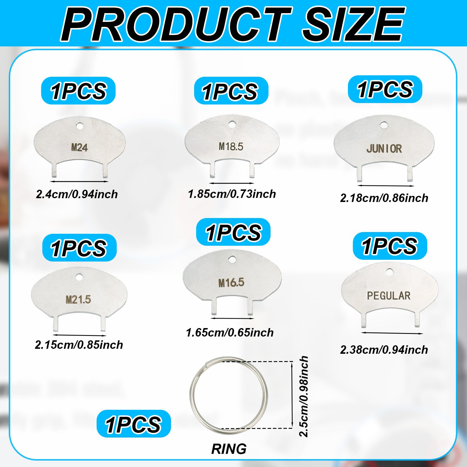 Tinoaly 6pcs Stainless Steel Faucet Aerator Key Wrench with Ring, Removal Tool Fit for 6 Sizes (M16.5, M18.5, Regular, M24 - Image 2