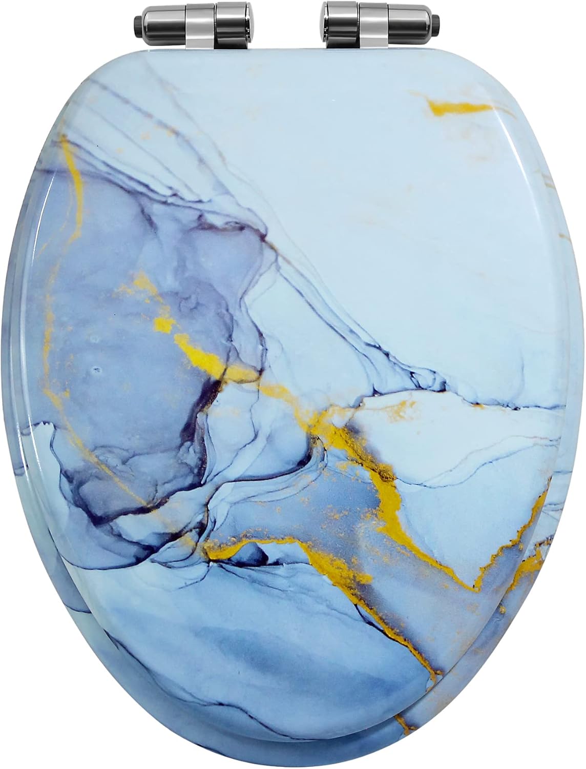 EMMTEEY Marble Toilet Seat Slow Close Blue Elongated Toilet Seat with