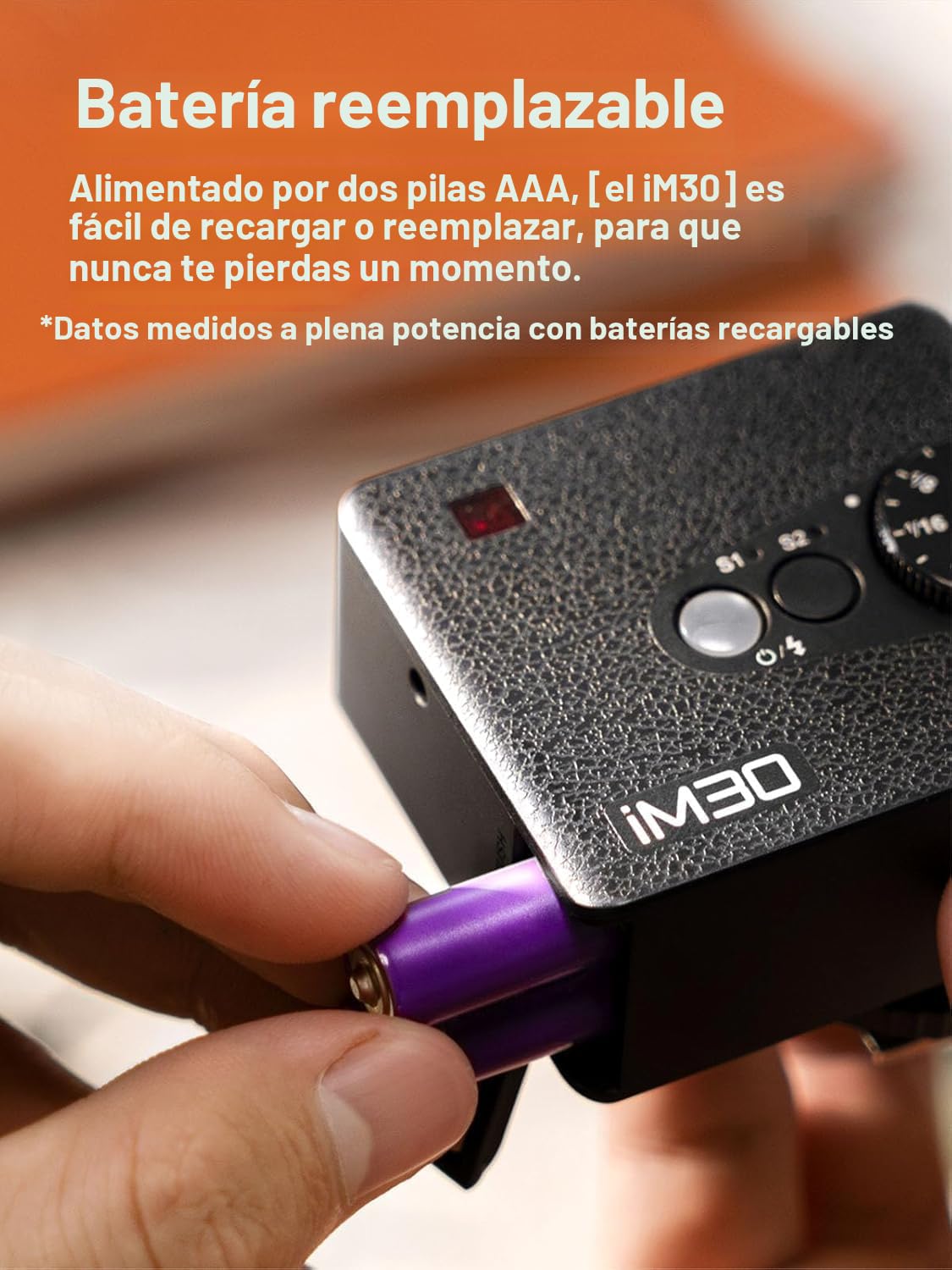 Godox iM30 Mini Flash, Speedlite Manual, GN15 S1/S2 Control Óptico, Temperatura de Color CCT 6500K±200K, 7 Niveles de Potencia (1/64~1/1), Compatible con Canon, Sony, Nikon, Pentax, Panasonic, Olympus