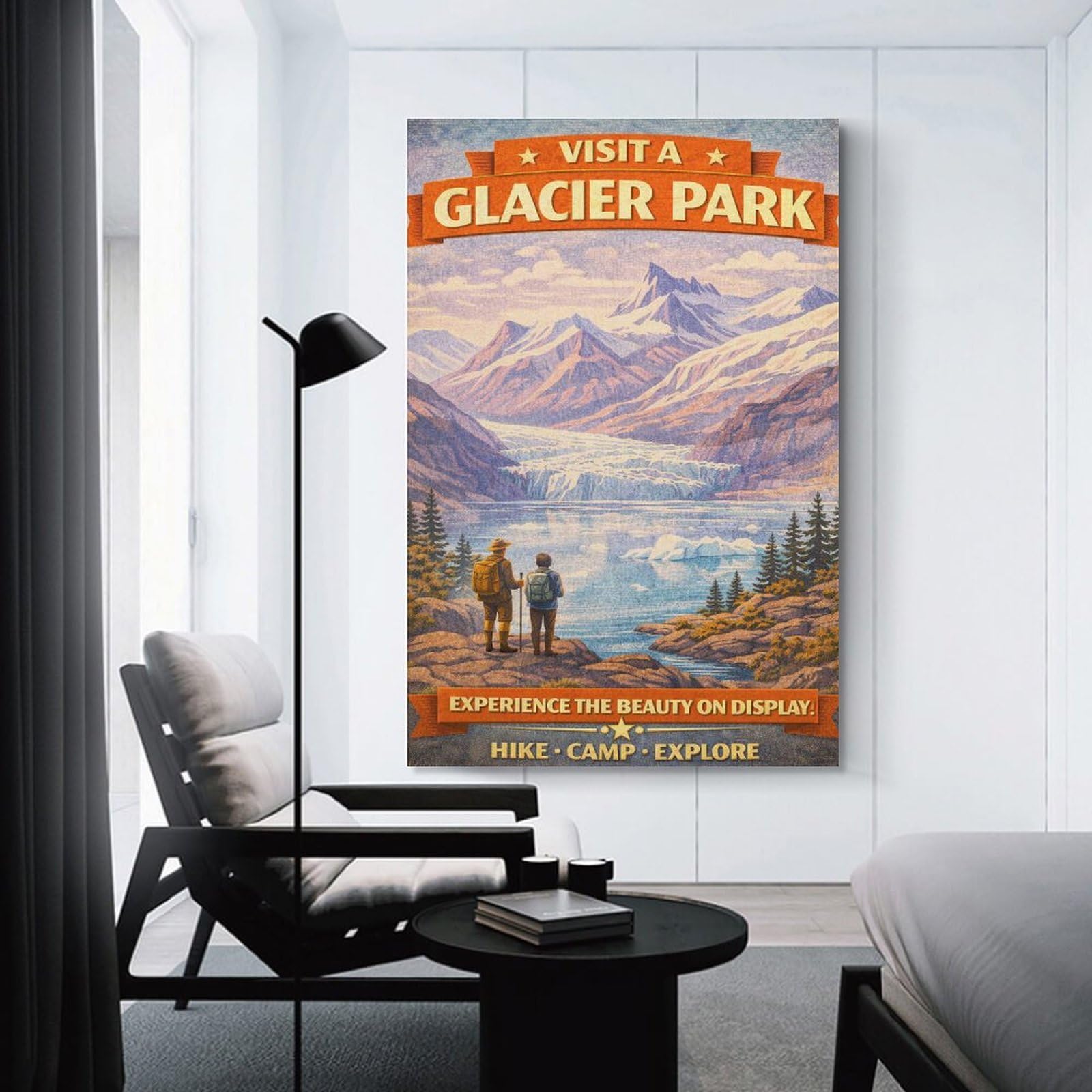 Junmoney Unframe-Style-22 Visit Glacier Park Vintage Room Decor Wall Art, 20X30inch(50X75cm), For Gallery Wall Decor And Room Displays, Decorative Artwork With Flexible Styling