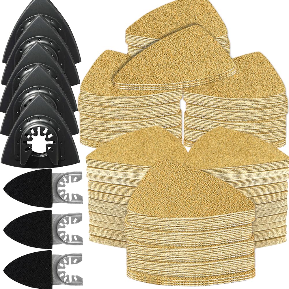Gulrear 268PCS Multitool Sanding Pads for Oscillating Tool Sanding Attachments, Contains Triangle and Finger Sandpaper in a Variety of Grits, Detail
