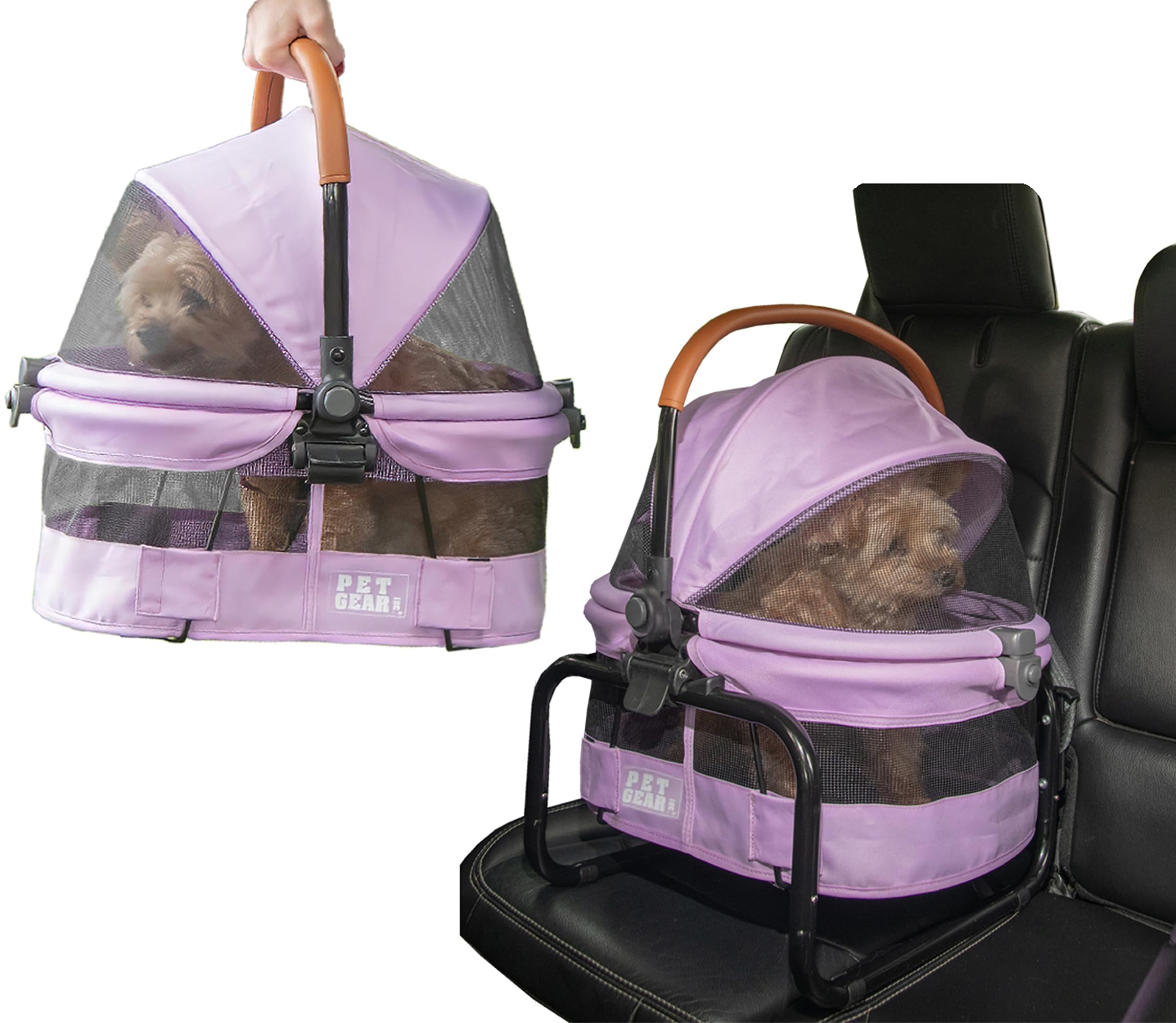 Pet Gear No-Zip View 360 Ultra Lite Pet Safety Carrier & Car Seat for Small Dogs & Cats Push Button Entry, 15", Larkspur