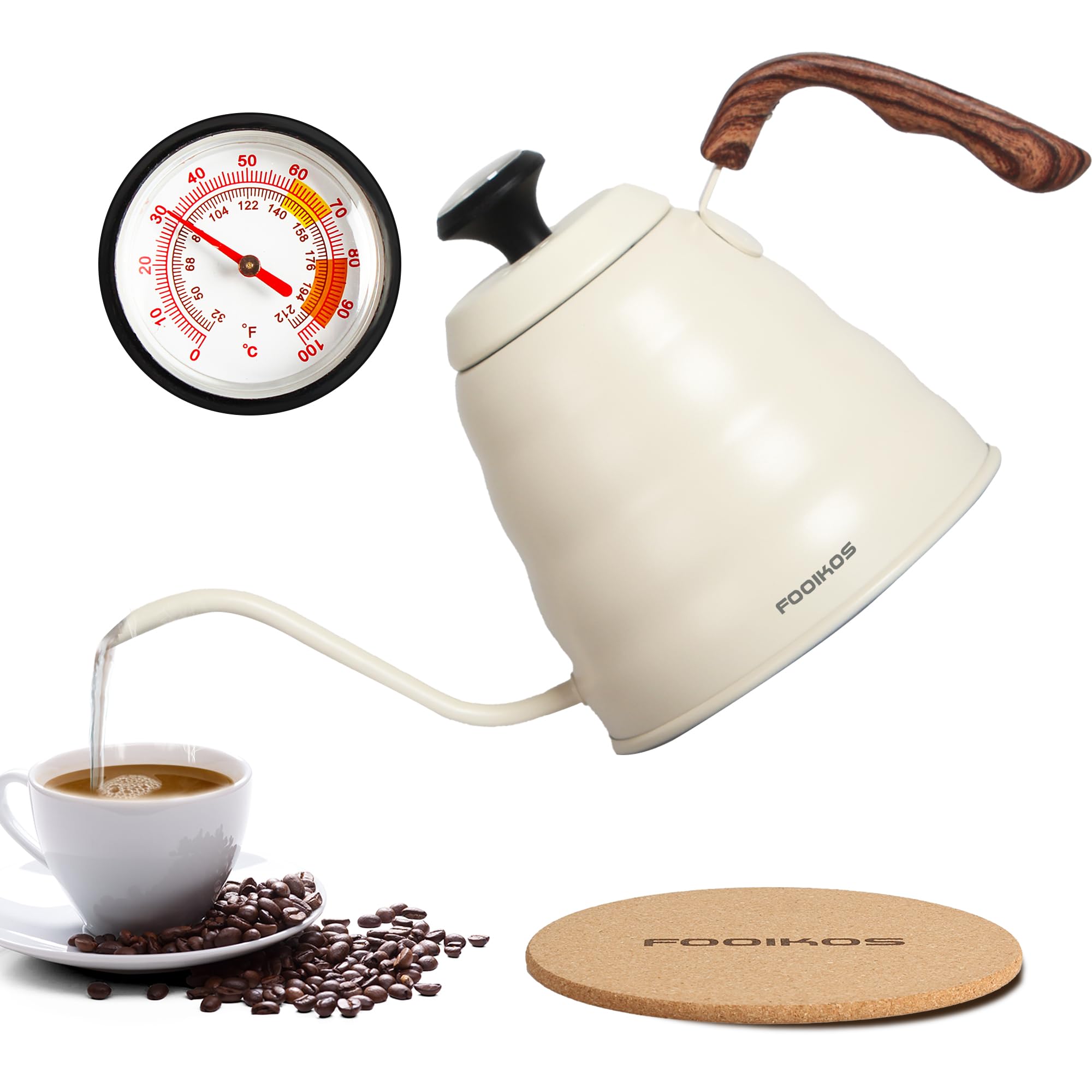 Fooikos Tea Kettle gooseneck with Thermometer for Pour