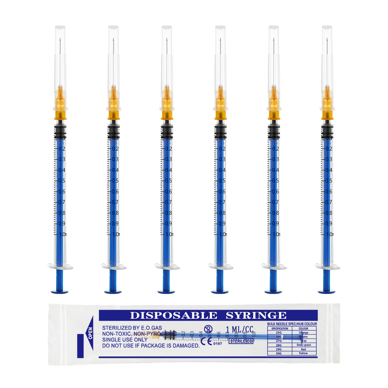1ml Syringe with 27Ga 1/2inch Needle, 1cc Luer Lock Syringe, Pack of 100 — Amazon image 8