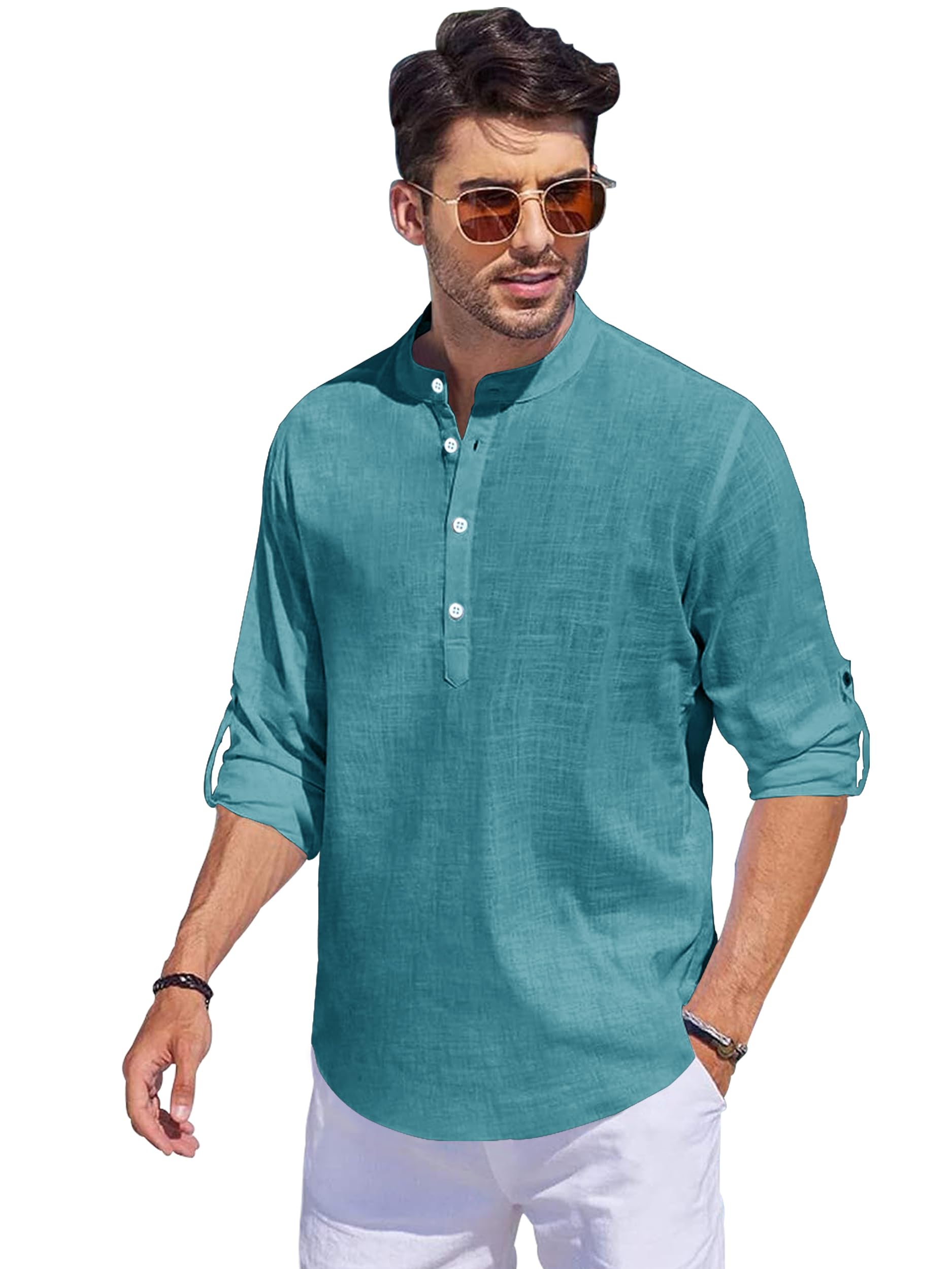 noble monk Men's linen Regular Fit Casual Kurta-picture-30