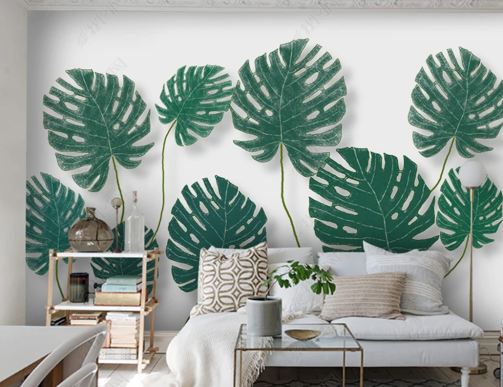 Fototapeta 3D tropikalna roślina monstera mural ścienny włóknina mural salon sypialnia tapeta 300 (szer.) x 210 (wys.) cm