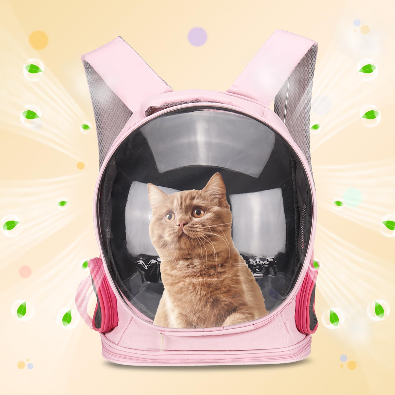 QUARKZMAN Mochila Transportadora para Mascotas, Portátil Y Ventilada, Tela Oxford, Bolsa De Viaje para Perros Y Gatos con Cubierta Transparente 12.99", (Rosa, 1 Pieza), Diseñada.