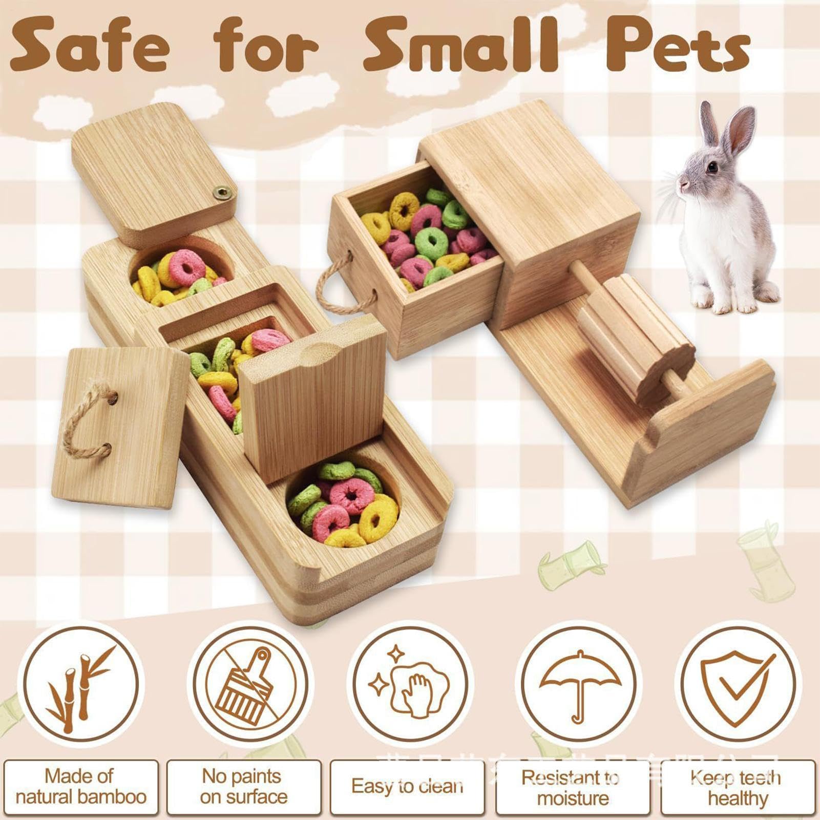 Generisch Hamster Enrichment Toys – Wooden Interactive Foraging Toy for Pet | Small Pet Puzzle Game | for Guinea Hog Hamster Ferret Bunny Chinchilla Hedgehog Gerbil