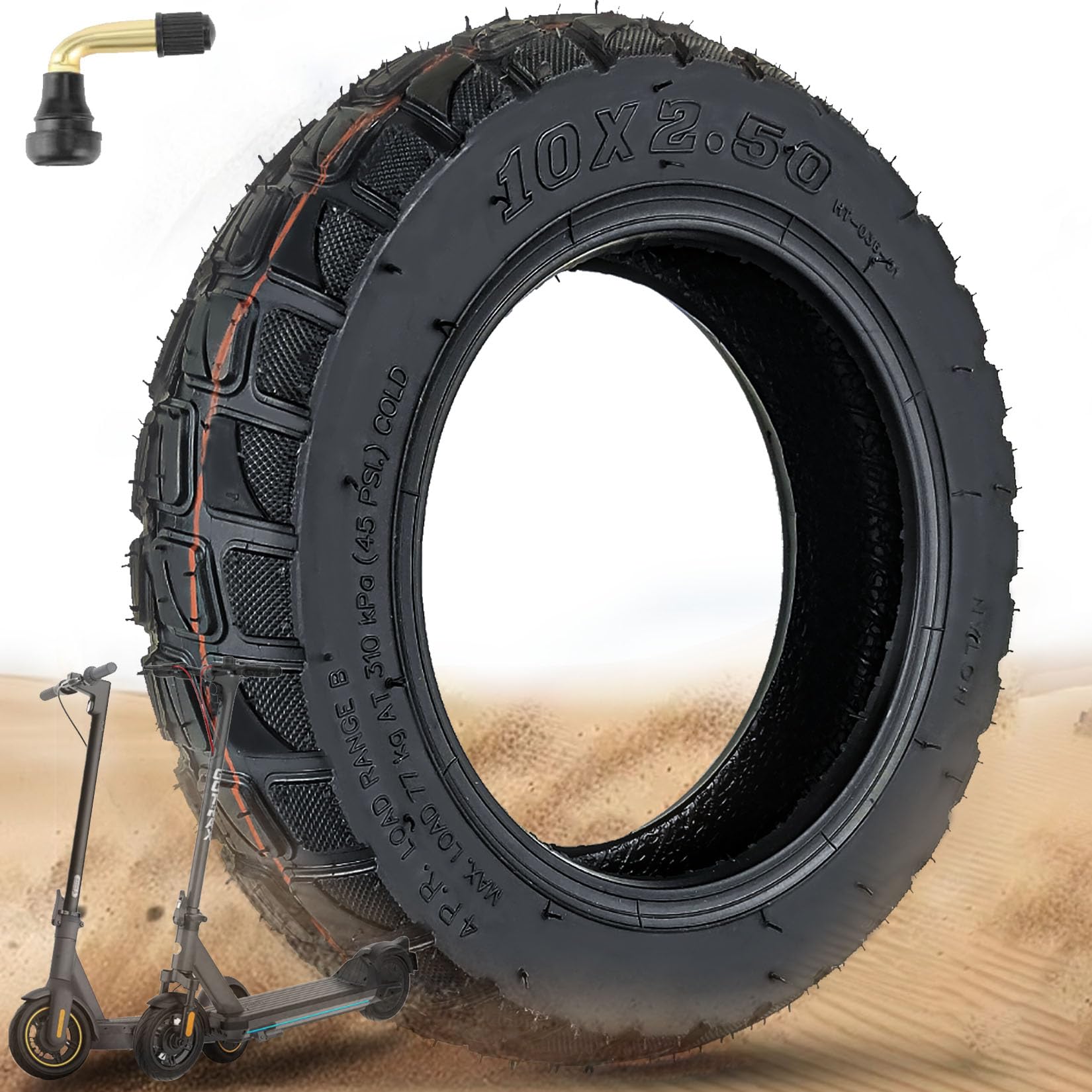 GLDYTIMES 10x2.5-6.1 Off-road Vacuum Outer Tire Replacement for Ninebot F25/ F30/ F40/ F65/ D40X/ D18W/ D28U Gotrax G4 isinwheel s9 max Electric Scooter, Replacement for 10x2.125 10x2/54-152 Tire