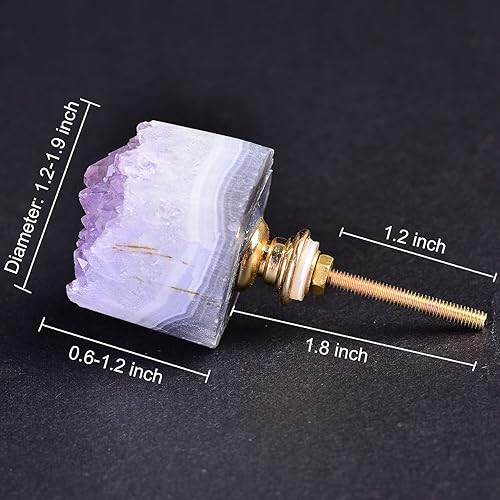 Miniatura 2 de JIC Gem Juego de 2 pomos de amatista para cajones, pomos de piedra de cristal, manijas de armario de cocina
