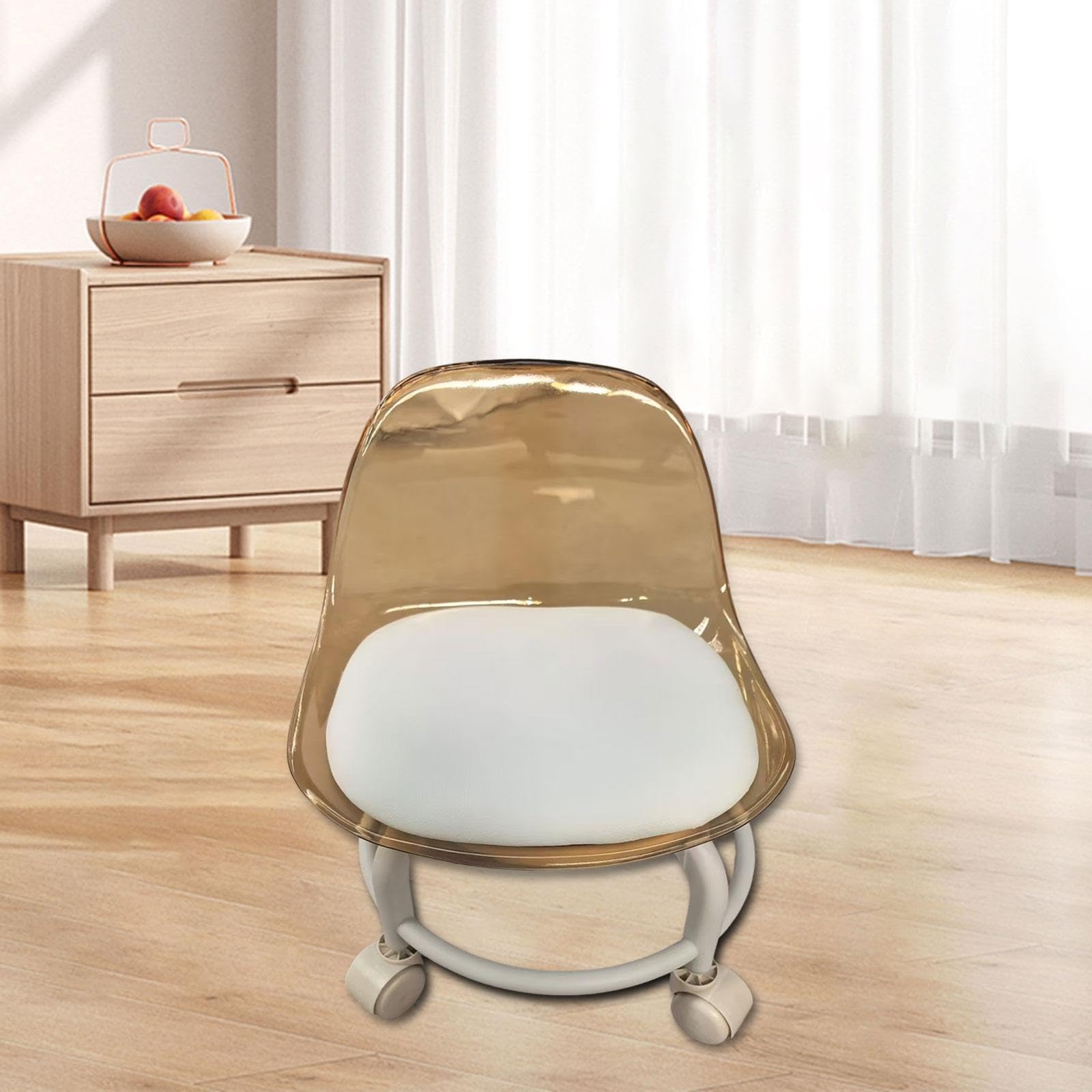 Sgabello Basso a Rotazione Sedile Basso a Rotazione con Schienale Sgabello Rotante Girevole a 360 Gradi Sgabello Girevole per Garage Yoga Shop, MARRONE