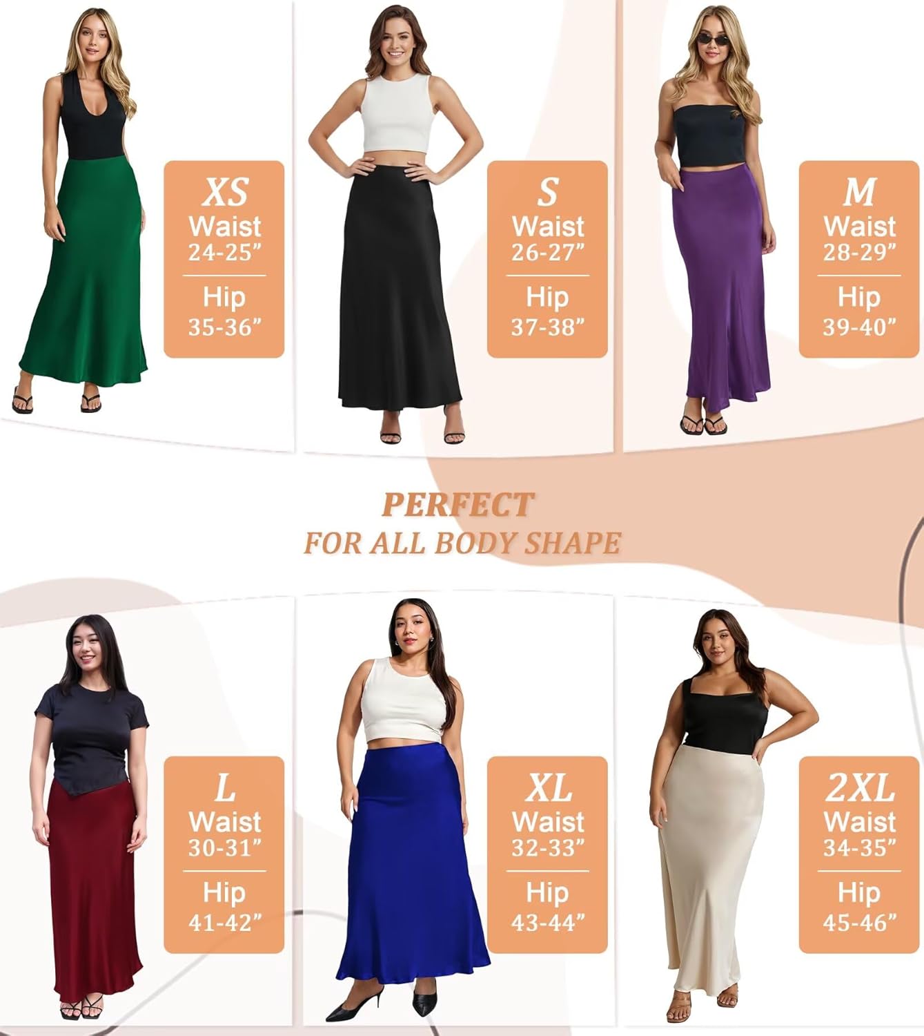 Hybrid & Company Women's Silky Satin Maxi Skirt - Stretch, High Waist, Casual & Office - Made in USA - Image 5