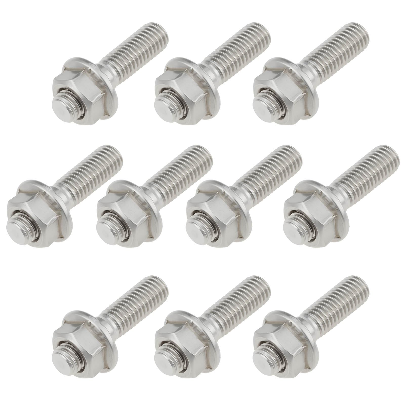 Briny River 10pcs M8x1.25 Motorcycle Exhaust Studs Flange nuts Stainless Steel Compatible with YAMAHA RD200 RD400 YZ250