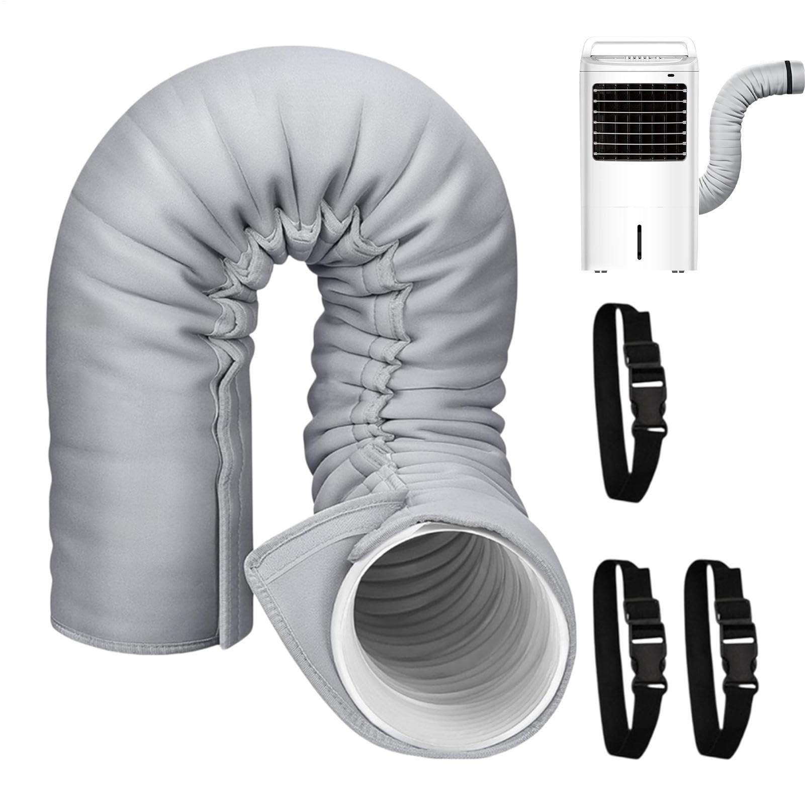Cache-tuyau portable | Enveloppe portable isolée avec 3 sangles réglables – Enveloppe de tuyau isolée pour climatiseurs | Pour l'hiver et l'intérieur, le garage, le camping-car, la chambre, le mur, la