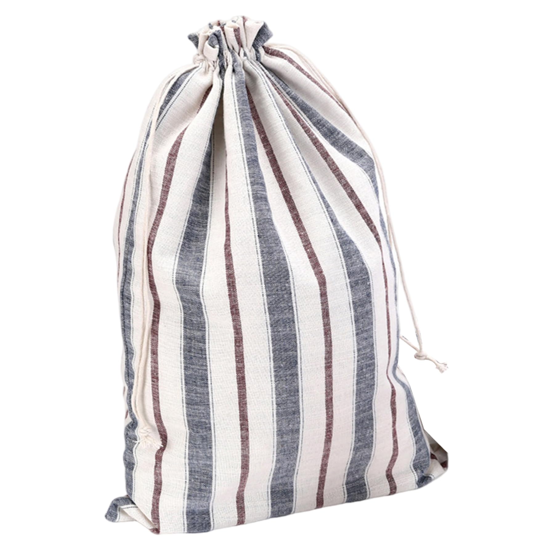Yvocuyn Bread Bags with Drawstring, Striped Pattern Linen and Cotton Bags, Washable Reusable Sourdough Bread Pouch for Household Bakery 12x18, Light Blue