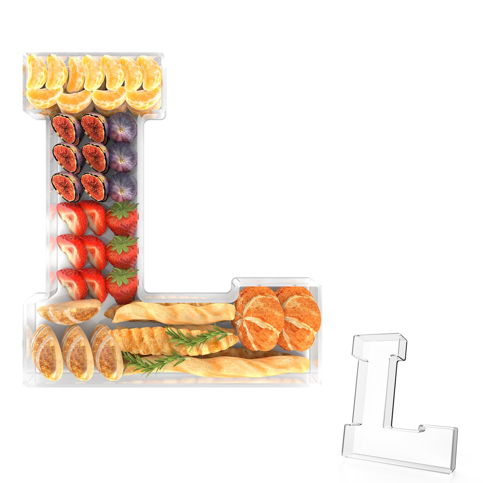 13.8" Acrylic Letter Charcuterie Tray,Fillable Alphabet Box (Letter L)