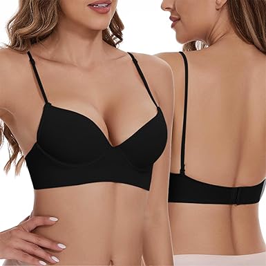 Soutien-Gorge Décolleté Plongeant Invisible Multiposition Dos Nu Push-Up - Bretelles Amovibles Lingerie Mariage