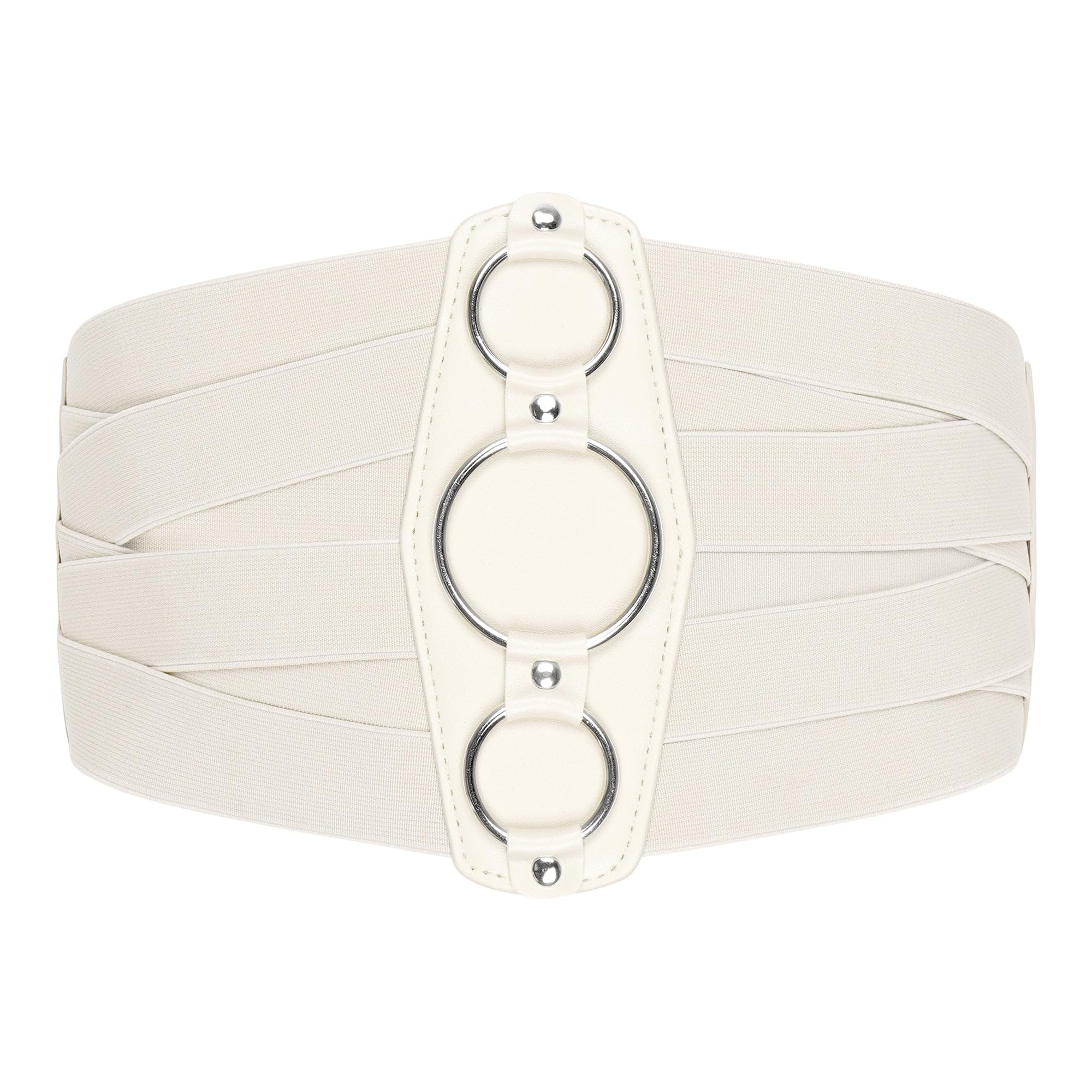 BlackButterfly 7 Inch Wide Lattice Corset Waspie Elastic Waist Belt (Beige, XXL)