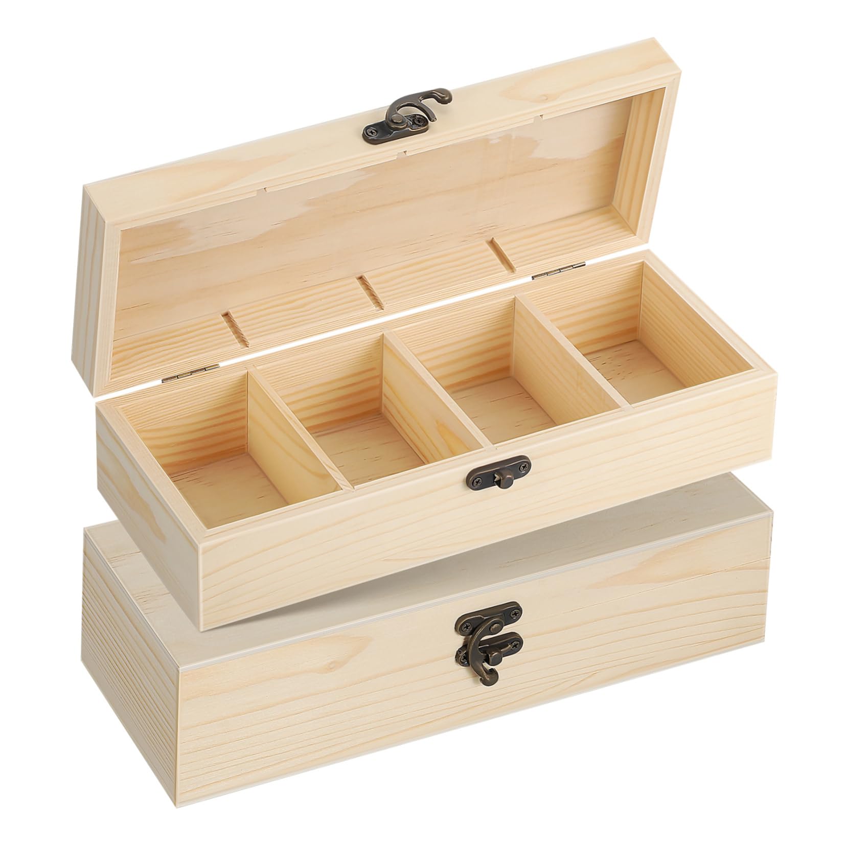 2stücke Mit Fächern Für Aufbewahrung Kleiner Gegenstände Naturbelassene Massivholzbox Als Organizer Für Reise Oder Zuhause Rustikale Holzbehälter Zur Organisation