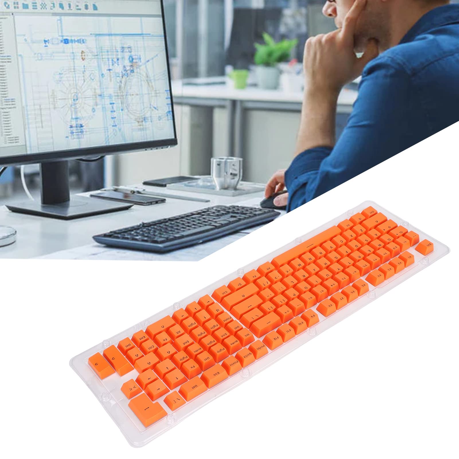 117 Tastenkappen, Gaming Custom Keycaps, OEM Sublimation Opaque Dip Dye PBT Keycap Set Für 61/64/68/71/78/82/84/87 Tasten Mechanische Tastatur(Orange