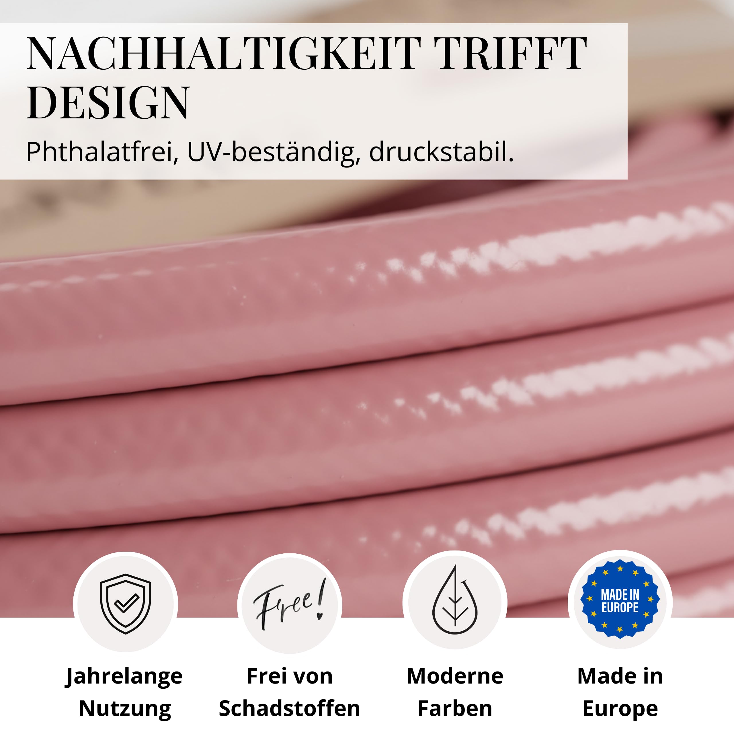 Livlig53 LIVLIG Gartenschlauch 30m, Flexibler Premium Wasserschlauch aus 60 Prozent Recyclingmaterial, UV beständig, knickfest, Design Gartenschlauch 1/2 Zoll in Rosa
