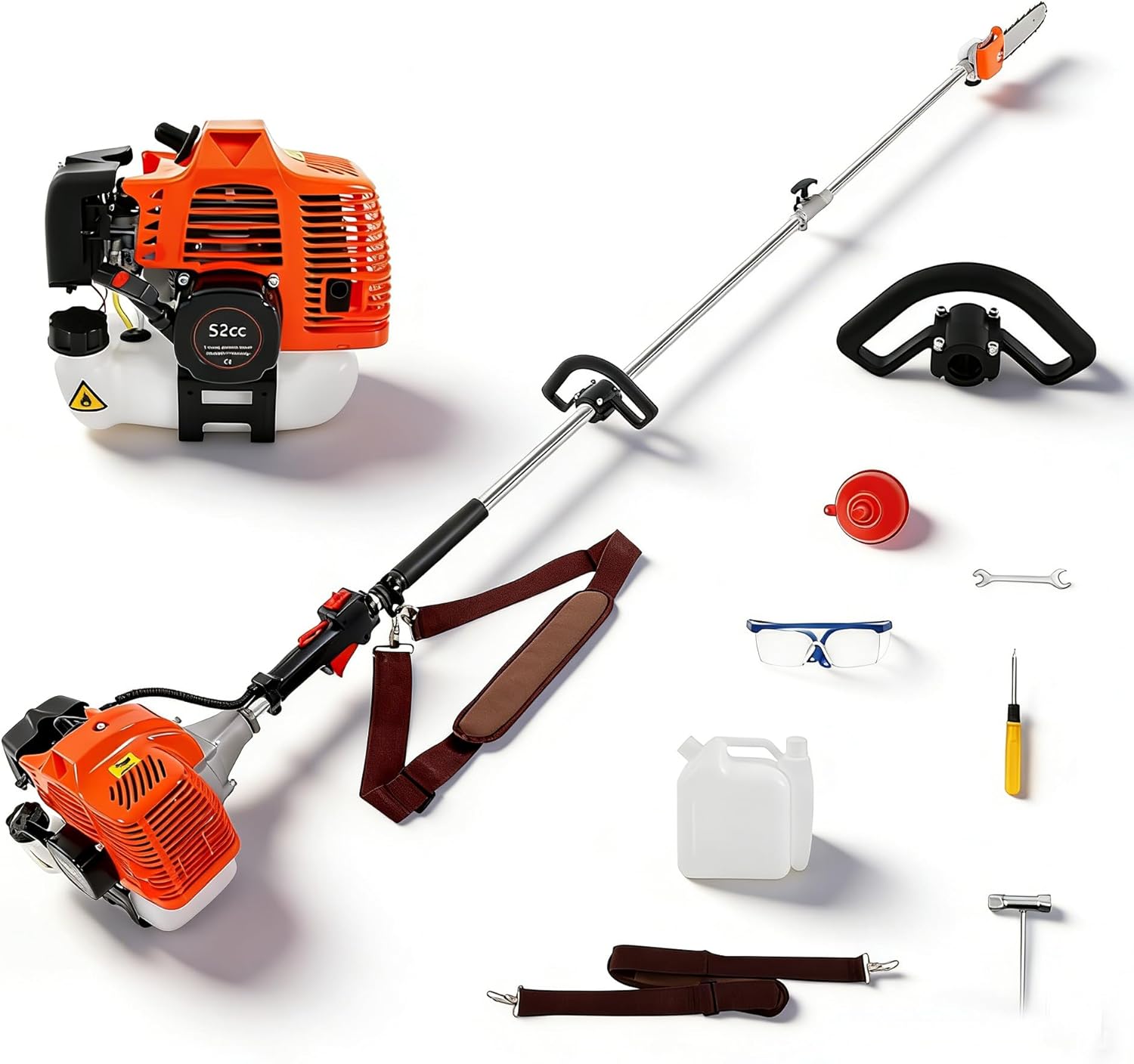 Gas Pole Saw,40cc 2-Stroke Gas Pole Chainsaw,7.5ft Extendable Tree Trimmer for Pruning, Cutting High Branches, Powerful Chainsaw for Yard Cleanup, Tree Trimming Pruning