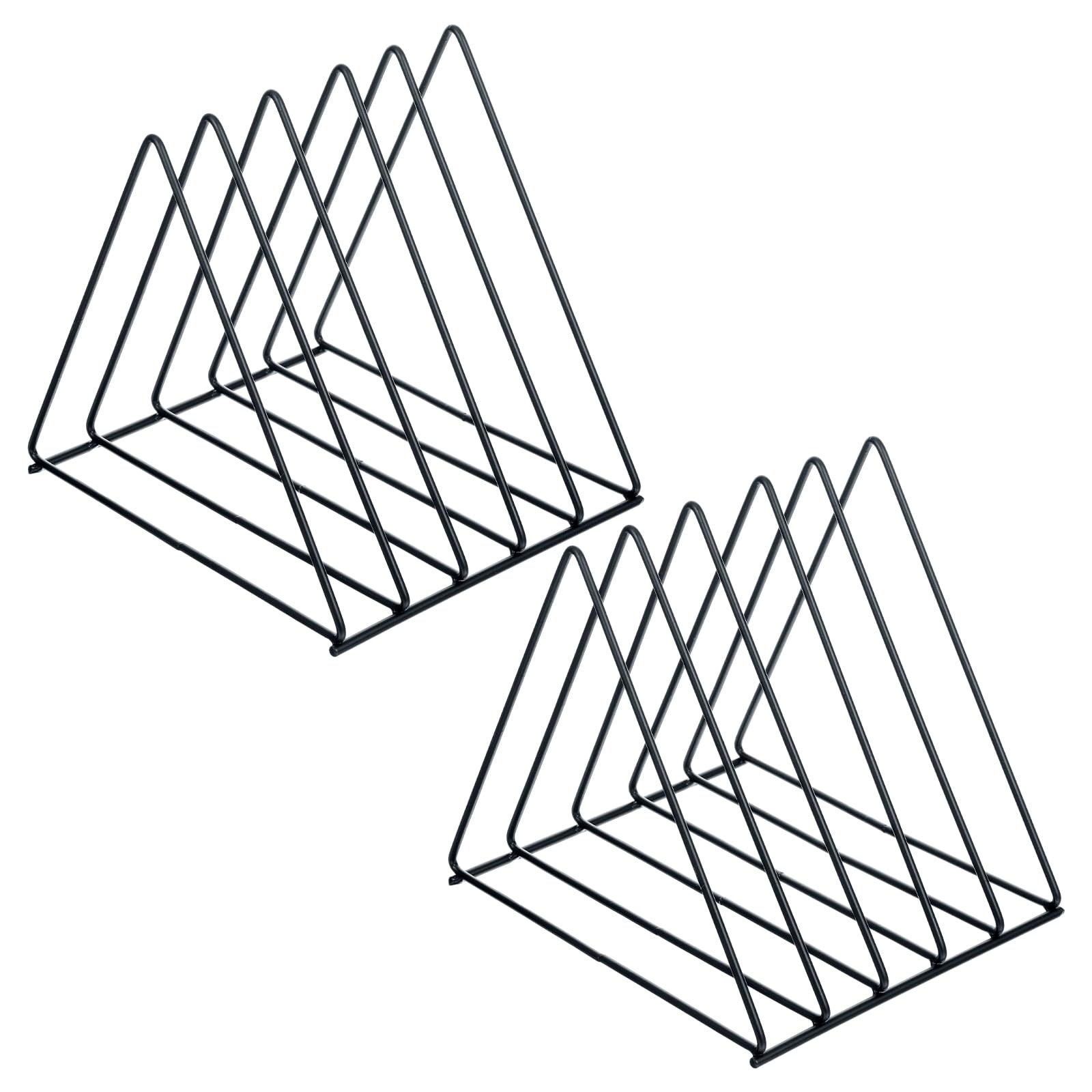 Ubamdom 2 Pcs Triangle File Holder,5 Slot Metal Vinyl Record Stand Holder Black Magazine Newspaper Holder Photography Props for Office Hom