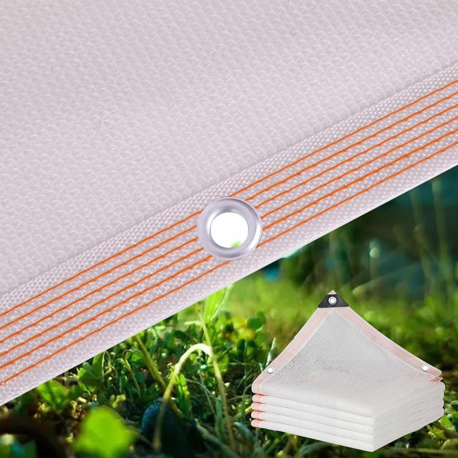 Toile d'ombrage pour jardin extra épaisse et pare-soleil blanche haute densité à œillets en métal