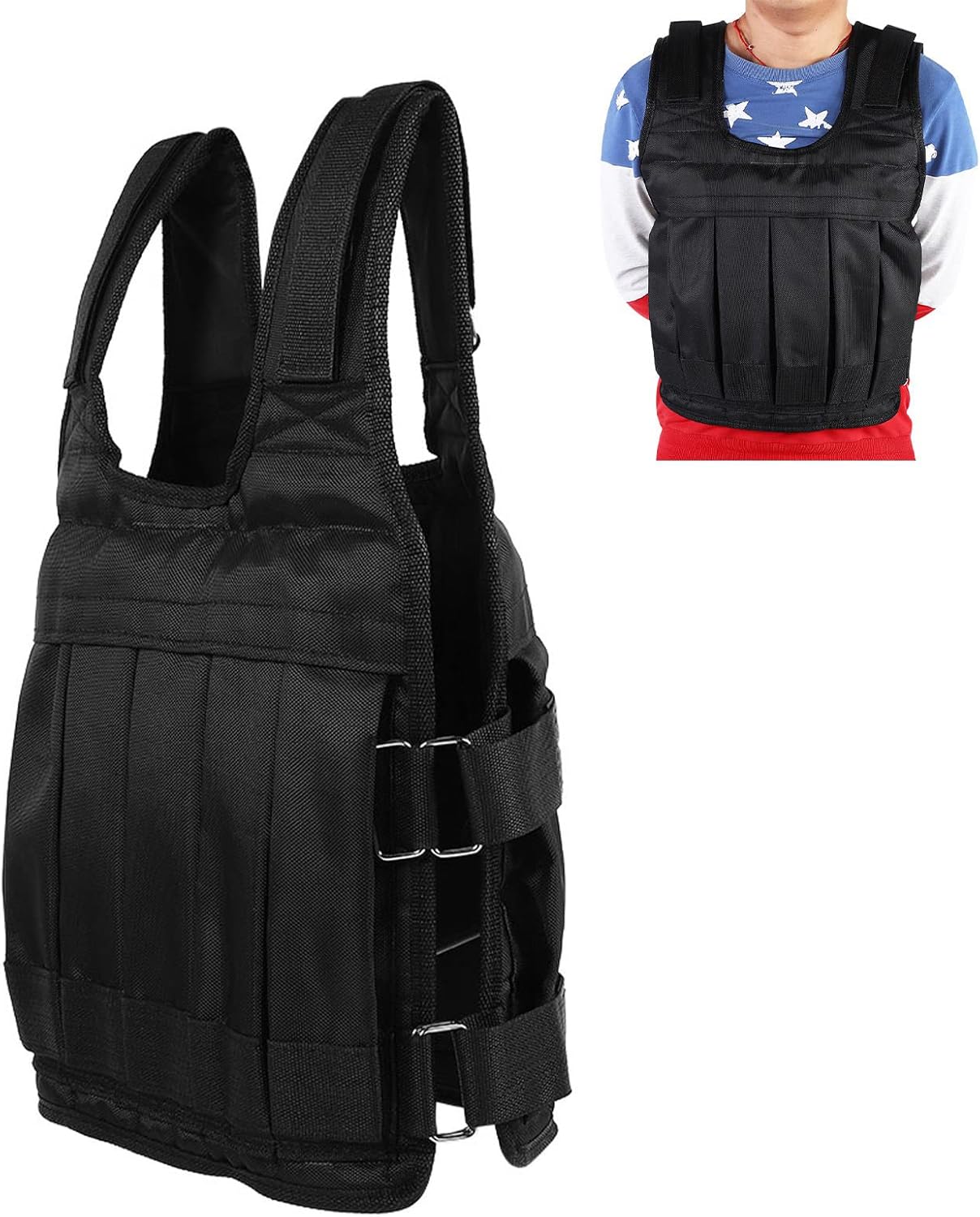 Weighted Vest, 110lbs Adjustable, Oxford Fabric Black Classic Design, for Strength Training Running Hiking Fitness Enthusiasts