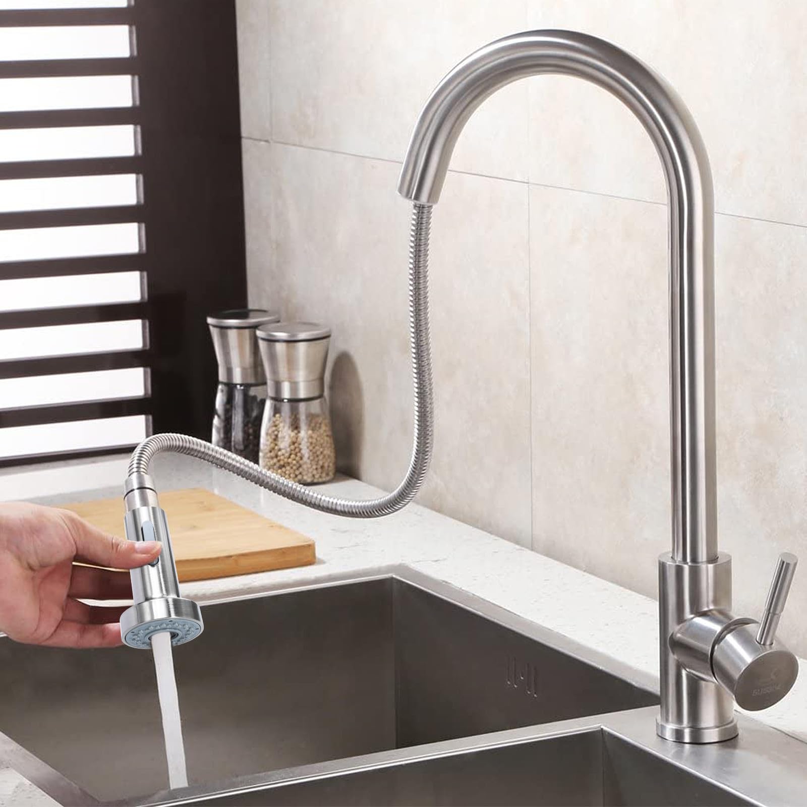 Anneome Doccetta Doccia per Rubinetto Cucina Spruzzatore Esterno, Materiale Abs Resistente All'ossidazione e Cadute, per Lavello Cucina Tubo Estraibile