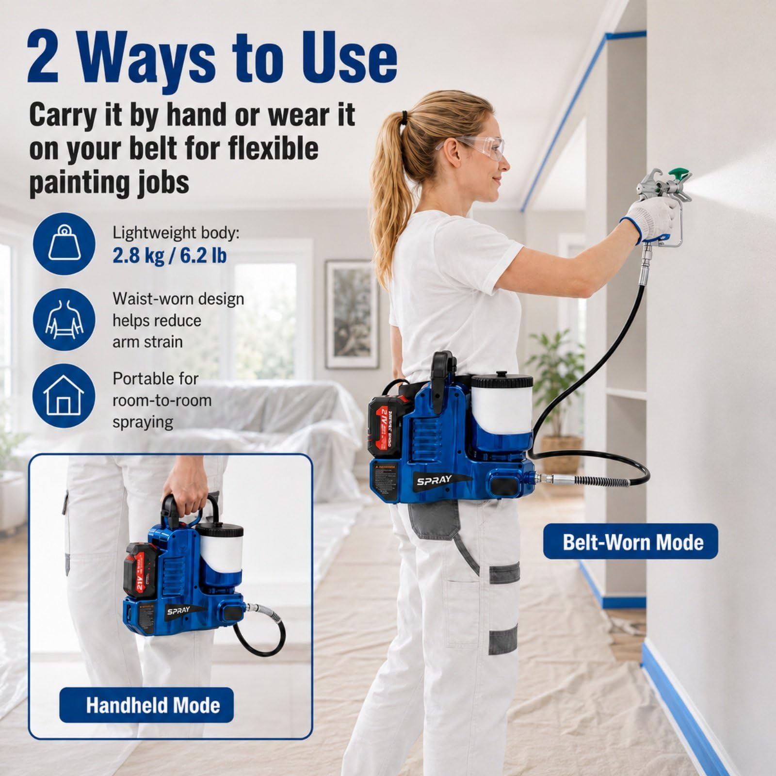 Pulverizador de Pintura Eléctrico, Pistola para Pintar, 1,8 m