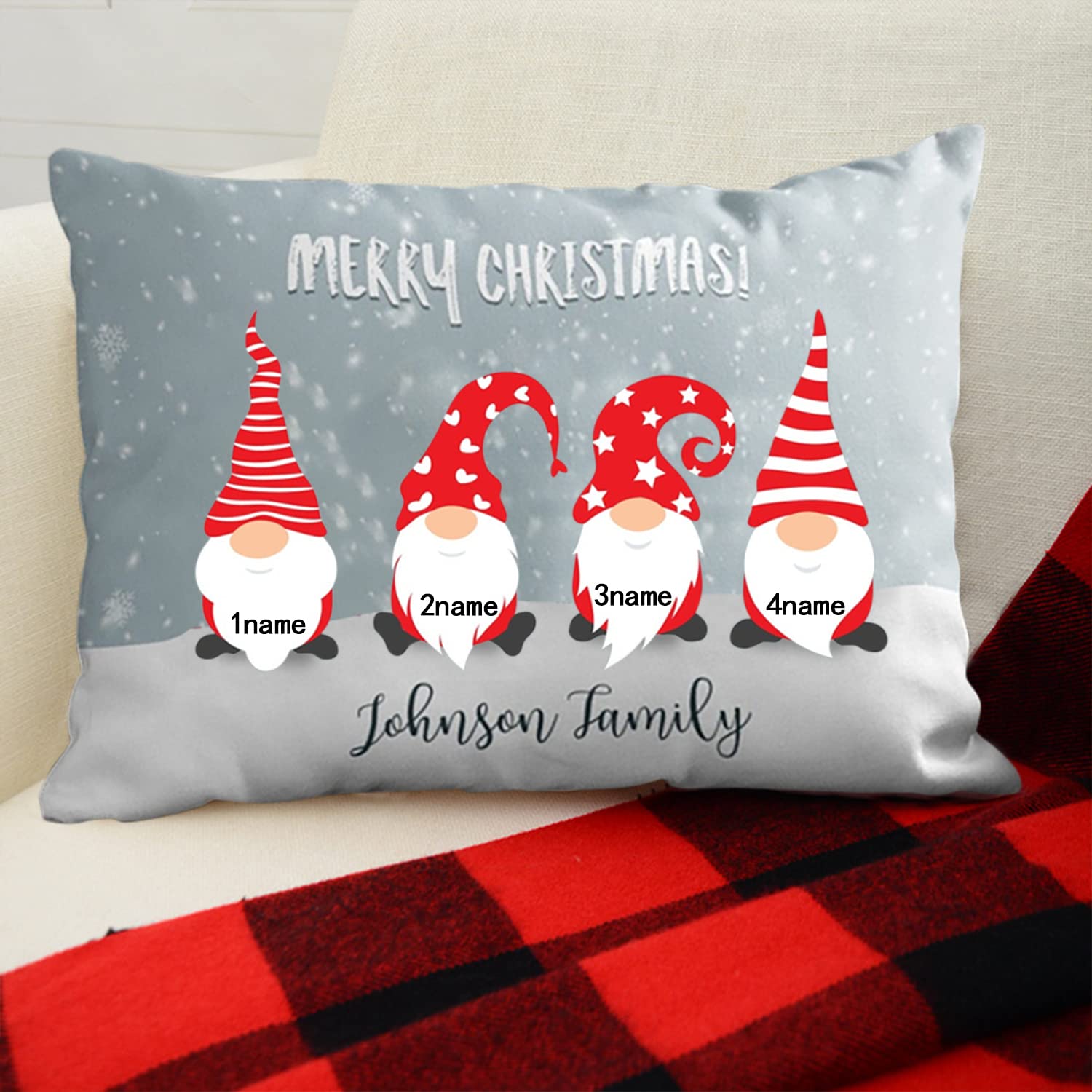 Ogiselestyle Federa Cuscino Rettangolare Merry Christmas Santasquad – 30x50 Cm Poliestere Con Renna E Pupazzo Di Neve, Decorazione Divano Festa Invernale