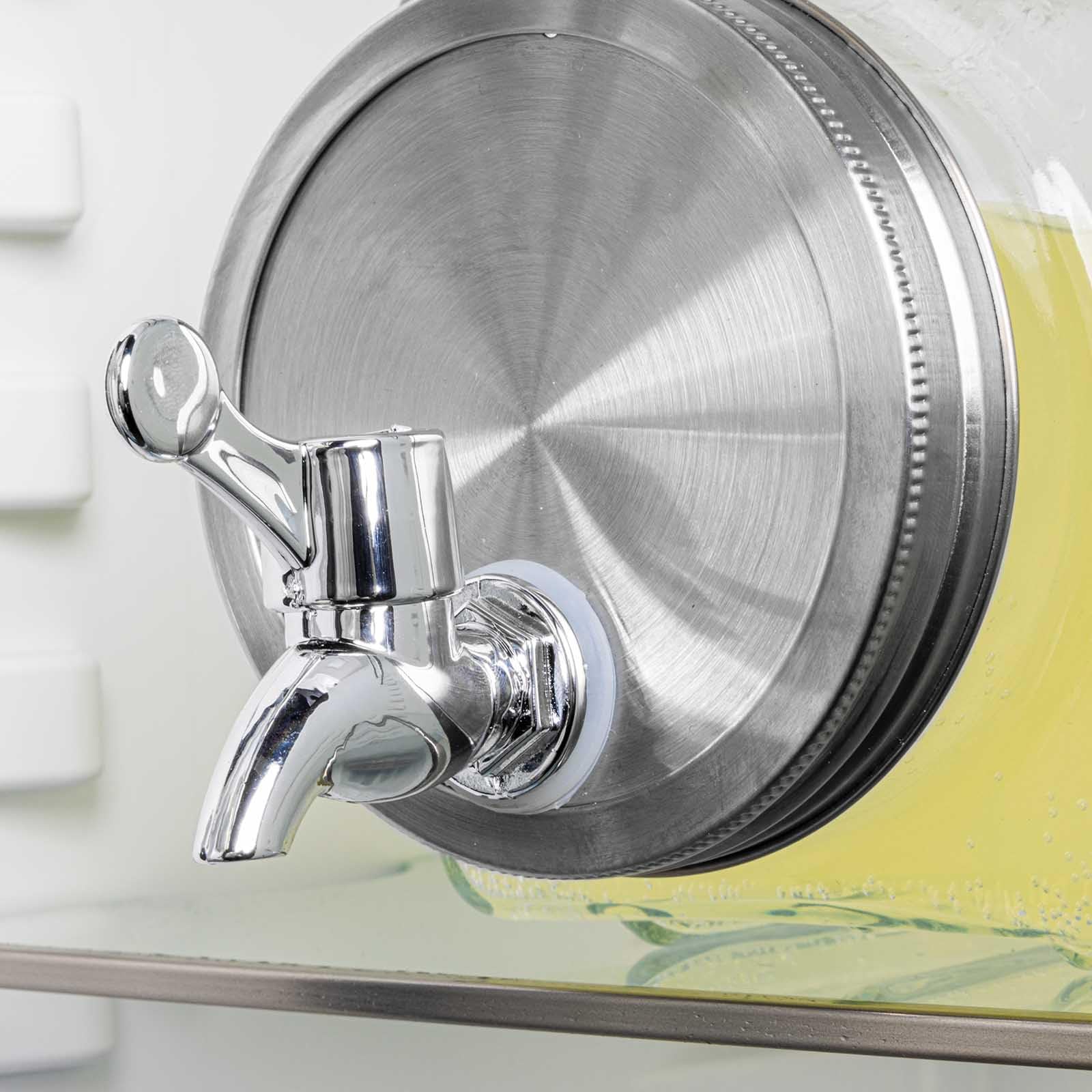 Glas Getränkespender mit Zapfhahn 2,8l Wasserspender Saft Cocktail Spender Dispenser Saftspender Retro Glaskrug Getränke