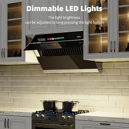 Miniatura 5 de BRANO Campana extractora para debajo del gabinete de 30 pulgadas, campana de ventilación de 900 CFM con control de vozgestostáctil, diseño único de