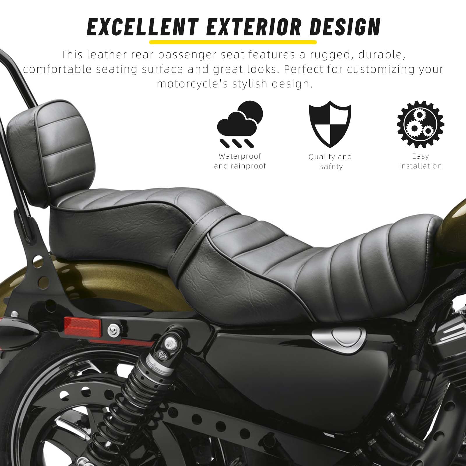 DREAMIZER Sedile Passeggero per Moto Compatibile con Harley Davidson Sportster Iron 883 XL883N 2016-2022