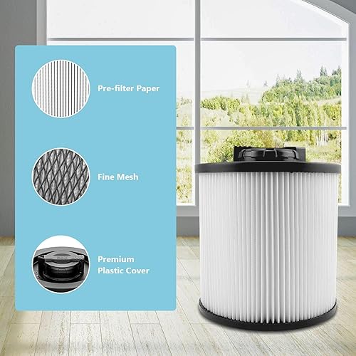 Miniatura 4 de ANBOO Paquete de 2 filtros de cartucho HEPA DXVC6910 de repuesto para aspiradoras DEWALT de 6 a 16 galones, compatibles con DEWALT DXV06P DXV09P