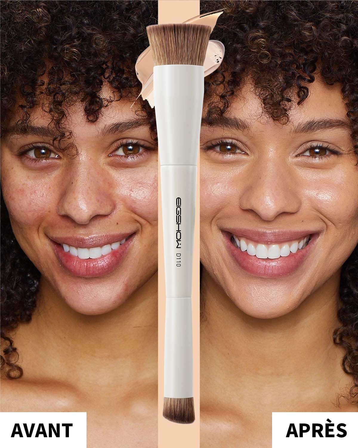 EIGSHOW Pinceau pour fond de teint et anticernes, pinceau de maquillage à double extrémité pour un fond de teint impeccable et un anticernes de précision, végétalien et sans cruauté (D110 Beige)
