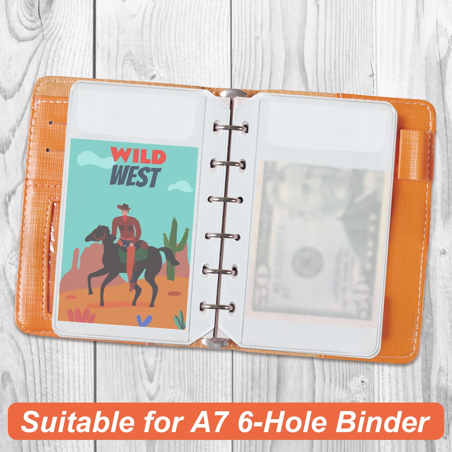 PEUTIER 24pcs A7 Translucent PVC Binder Pockets, 6-Hole Design, Ideal for Cash Bills, Documents, as shown in the picture - Image 4